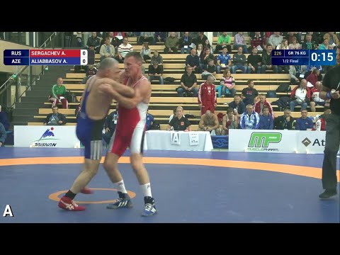 1/2 GR - 76 kg: A. SERGACHEV (RUS) df. A. ALIABBASOV (AZE), 1-0