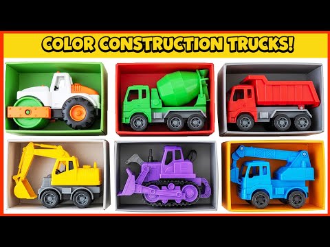 6 Color Construction Trucks in Action! 🚚✨ Learn Vehicles & Colors + More Nursery Rhymes & Kids Songs