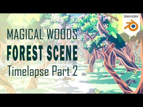 Forest Scene Creation | Magical Woods Part 2 | Blender 2.91 | Adobe Photoshop | Time-lapse