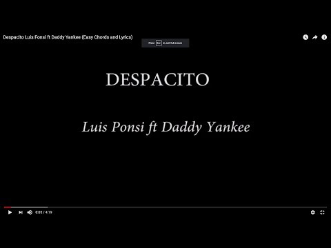 Despacito  Luis Fonsi ft  Daddy Yankee (Easy Chords and Lyrics)