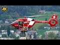 Helicopter Rescue Training With MBB BK117 REGA Helicopter HB ZQG At Grenchen Airport Switzerland