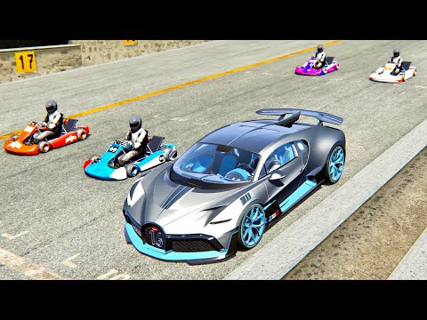 Bugatti Divo vs Go Kart 125 Shifter - Kart Track