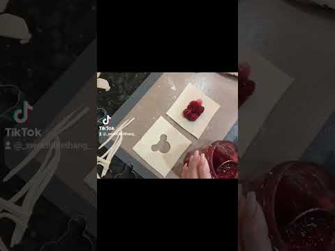 Mickey Mouse Cherry Hand Pie! You can use any pie filling and any cookie cutter of your choice! #fyp