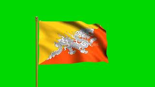 Bhutan National Flag | World Countries Flag Series | Green Screen Flag | Royalty Free Footages