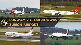 RWY 28 touchdown zone at Zurich Airport - awesome views and windy weather!