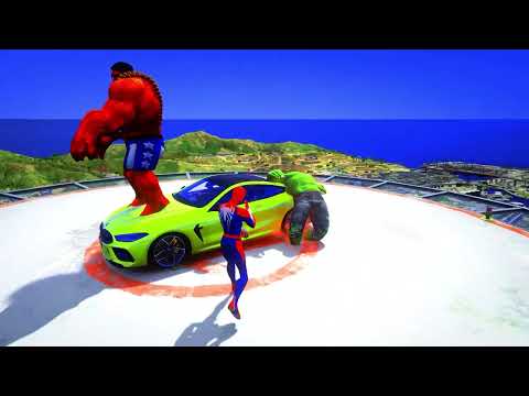 Hulk Falling off Highest Points in GTA Stunt City !Colorful superheroes fall from the highest height