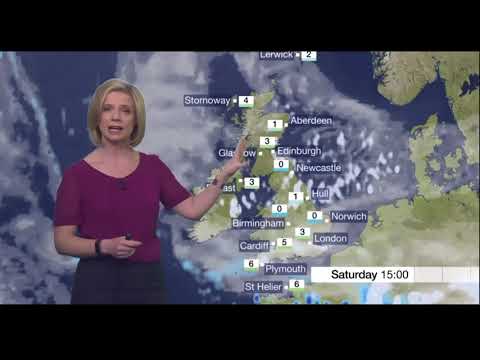 Sarah Keith-Lucas presenting the weather forecast with big new graphics