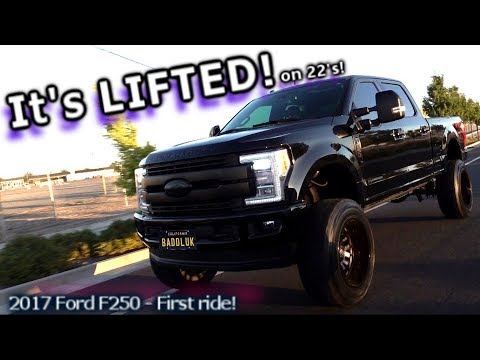It's Lifted! FIRST RIDE! Ford F250 6\" Fabtech 4 Link Dirt Logic 4.0 Coilover Conversion Fuel 22\'s