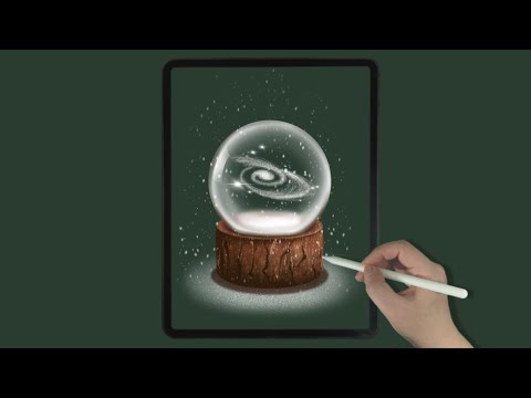 Galaxy Crystal Ball - Snow Globe iPad Procreate Drawing - Digital Illustration