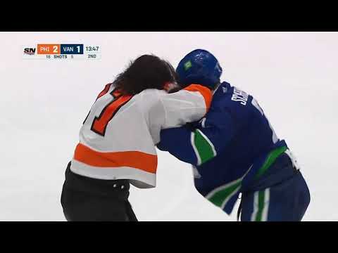 NHL Fight - Flyers @ Canucks - MacEwen vs Schenn - 28/10/2021