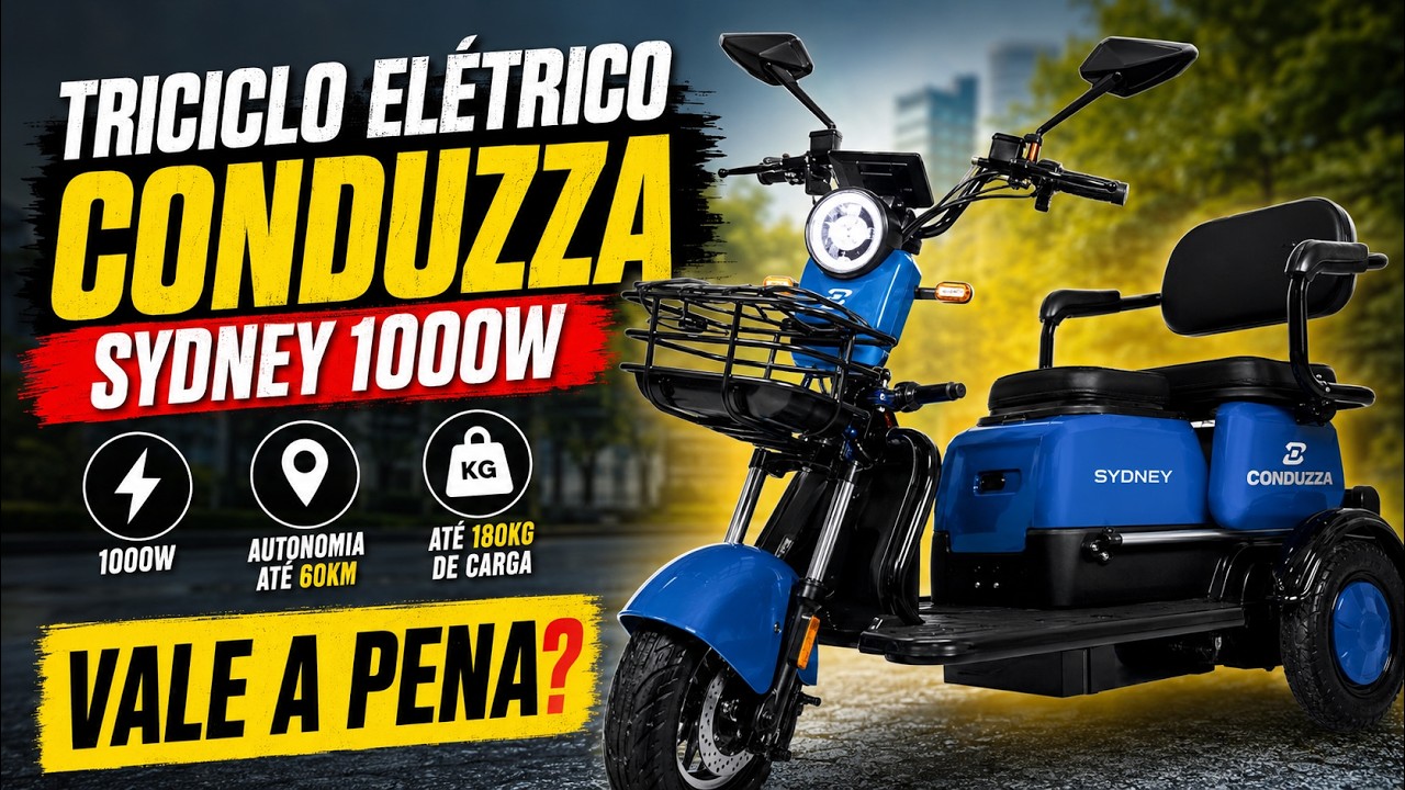 TRICICLO ELÉTRICO CONDUZZA SYDNEY 1000W VALE A PENA? O melhor de 2026?