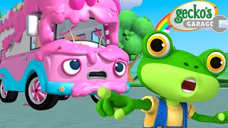 Oh No! 😱 Sticky Ice Cream Rescue 🍨 | Gecko's Garage 🚚 | Cartoons For Kids | Toddler Fun Learning