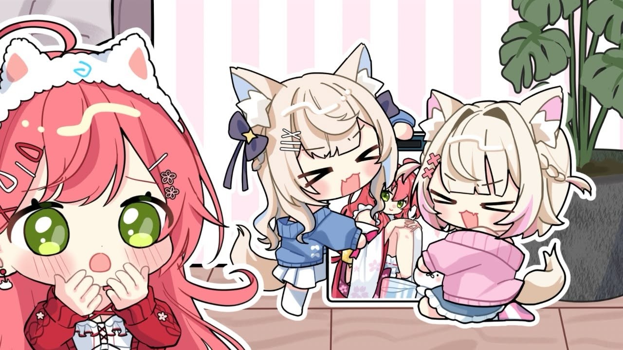 【手描き】みこちの加湿器をめぐって毎晩ケンカを繰り広げるフワモコが可愛すぎる件【ホロライブ/さくらみこ/フワワ/モココ】