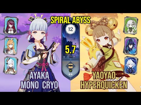C0 Ayaka Mono Cryo + C6 Yaoyao Hyperquicken | Spiral Abyss 5.7 | Genshin Impact