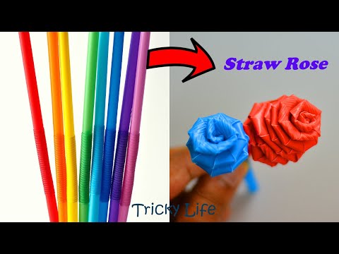 HANDMADE AMAZING DRINKING STRAW ROSE || STRAW HACK || TRICKY LIFE