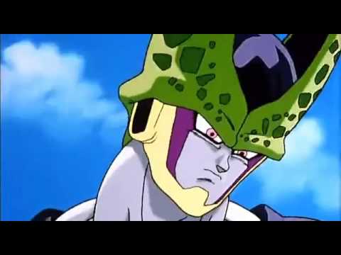 Cell isn't amused by Krillin's Destructo Disc