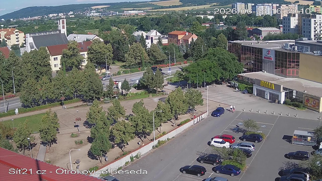 Live webcam view of Otrokovice Main Square Panorama
