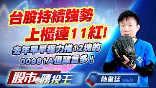 台股持續強勢上櫃連11紅 ! 去年早早極力推12塊的00981A但酸言多 !#台積電 #聯電 #台達電 #緯創 #廣達 ｜股市勝投王｜陳韋廷 (圖)