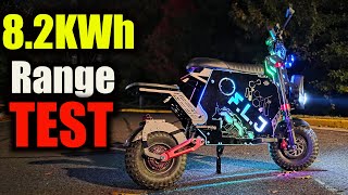 The World's Biggest Battery Pocket E-bike Range Test 72V 12000W 100Ah Electric Scooter/eMoto