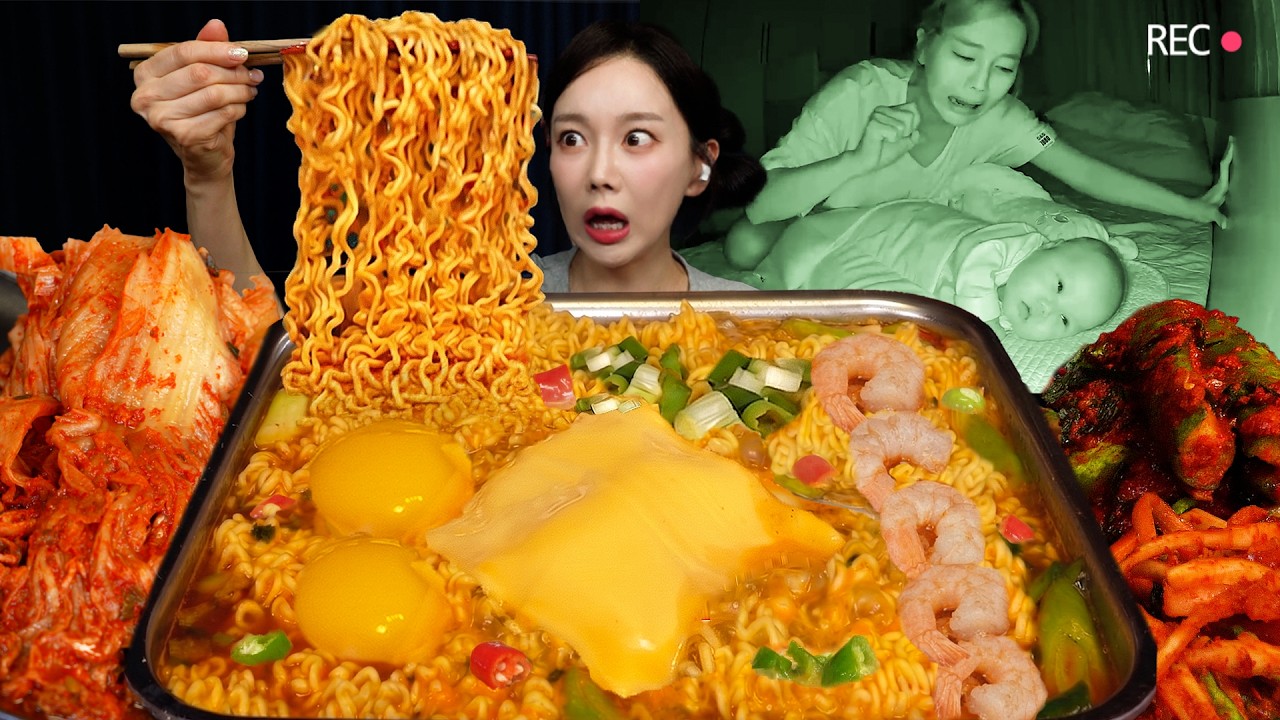 CCTV🚨 새벽에 몰래 라면 끓여 먹기 Midnight Ramyun mission: Don't wake the baby! Ssoyoung