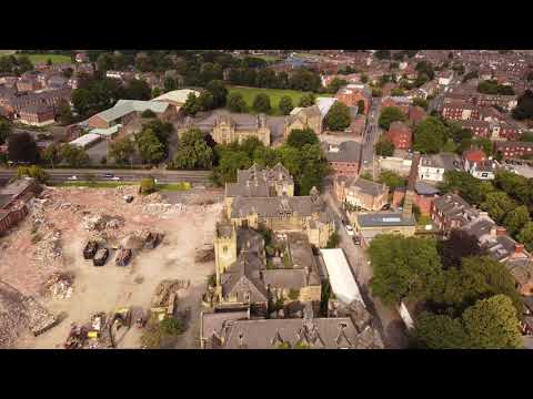 Clayton Hospital Wakefield part demolished from above July 25th 2021