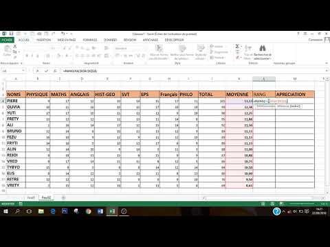 Calcul de moyenne, rang et appréciation des résultats