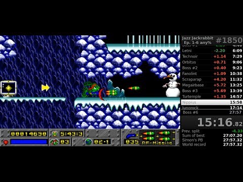 Jazz Jackrabbit 1 speedrun in 27:53, Episodes 1-6 (World Record)