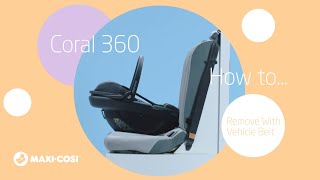 How to remove the Coral 360 car seat with vehicle belt