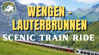 🇨🇭 Lauterbrunnen - Wengen, Switzerland 🚞  2023 Magical Train Ride Through Scenic Swiss Alps - 4K HDR