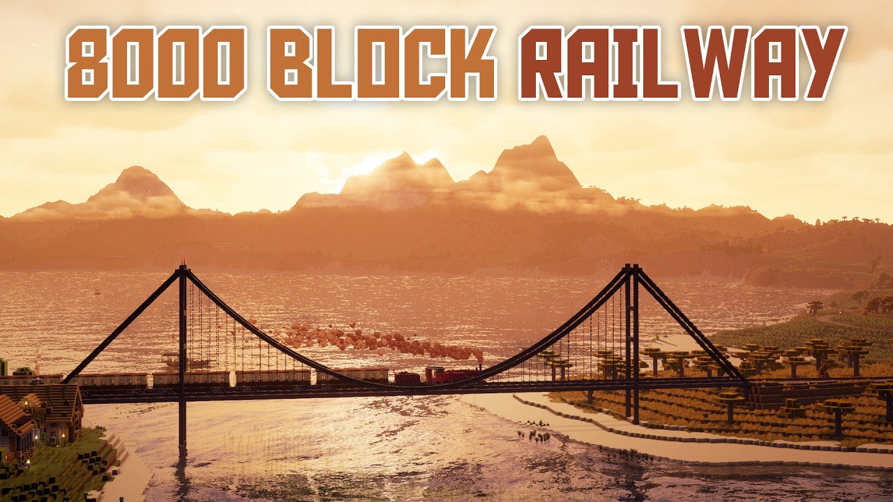 I Built an 8,000 Block Railway Across Minecraft's Most Beautiful Landscapes