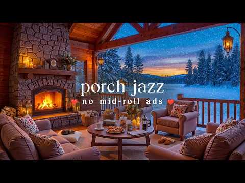 🔥 Warm Porch Jazz (NO MID-ROLL ADS) – Cozy Winter Ambience for Relaxation & Focus