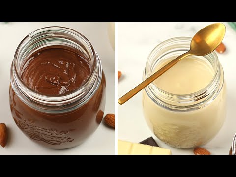 Chocolate Almond Spread Recipe | Dark & White Chocolate Spread | Fuzz & Buzz