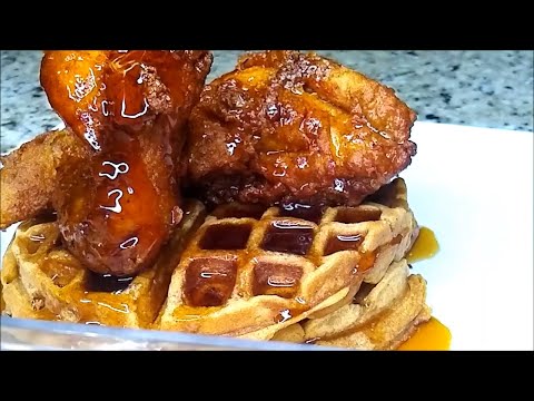 SWEET POTATO WAFFLES & FRIED CHICKEN | CHICKEN & WAFFLES