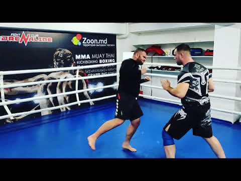 Ion Brițchi (Niku Britzky) training strong legs stoping low-kicks