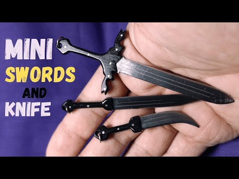 DIY mini knife pendant and swords out of metal sheets - Handmade miniature knife making Tutorial