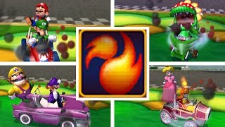 Every Character Getting BURNED BY FIREBALLS in Mario Kart Double Dash