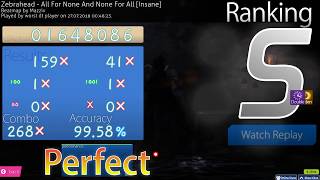[osu!] Zebrahead - All For None And None For All [Insane] HDDT FC #1