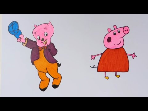 Porky Pig vs Peppa Pig | how to draw porky Pig and Peppa pig
