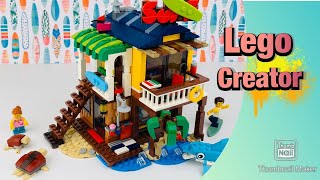 YouTube thumbnail: LEGO Creator - Surfer Strandhaus - 31118 - Surfer Beach House - Stop Motion