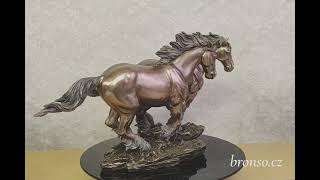 Socha páru běžících koní v bronzové povrchové úpravě - Veronese - dekorace do interiéru, WU75251A4