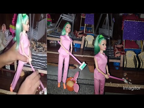 Titi Toys Barbie Dreamhouse Adventure family Cleaning Routine