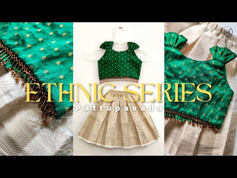 PATTUPAVADAI 💫 Ruffled Shoulder Top and Box Pleated Skirt For 1-2 yr old kids 💫