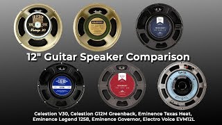 Video thumbnail for 12" Guitar Speaker Comparison - V30, Greenback, Texas Heat, Governor, Legend 1258, EVM 12L by Brian Bajak