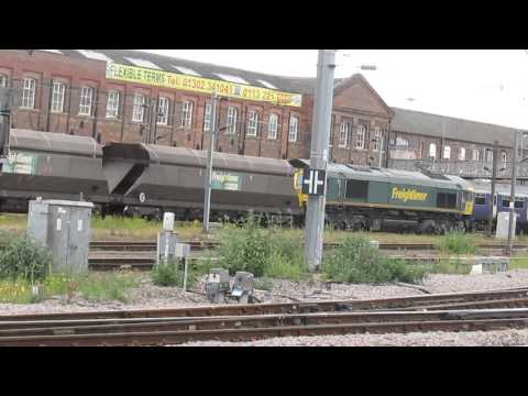 freightliner class 66610 hauls coal through doncaster 14/6/14