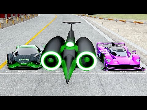 Thrust SSC Alien Engine vs Devel Sixteen Alien Engine vs Aston Martin Valkyrie AMR NITRO - Drag Race