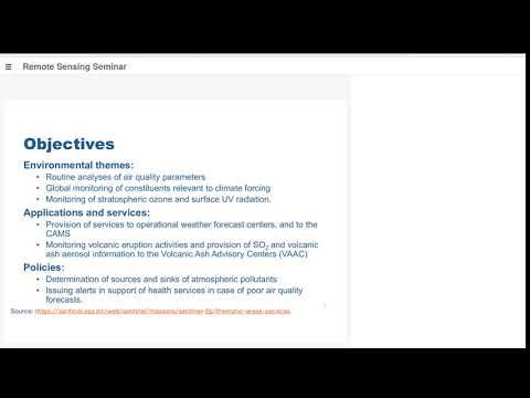 Margit Aun: "Remote sensing of the atmosphere –Sentinel-5P and planned missions" (8. Apr. 2021)