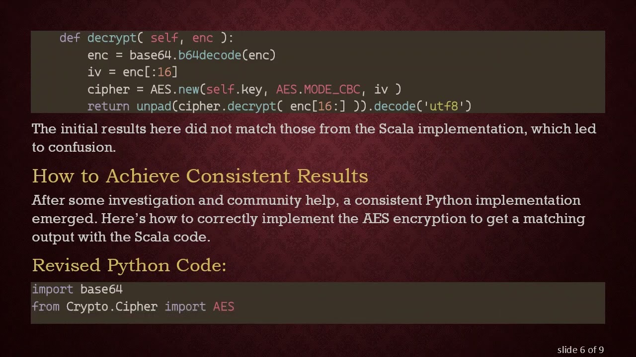 How to Use AES Encryption and Decryption from Scala to Python