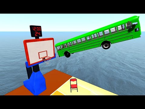 Cars Jumping Into a Giant Basketball Hoop - BeamNG drive | 3xC