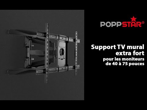 Poppstar - Support TV Mural Pivotant Extra Fort pour Ecrans Plats et Courbés 40″-75″ jusqu'à 45,5kg