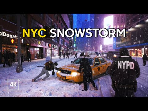 Walking in Snowstorm in NEW YORK CITY 🥶❄️ Winter Ambience in Manhattan 4K